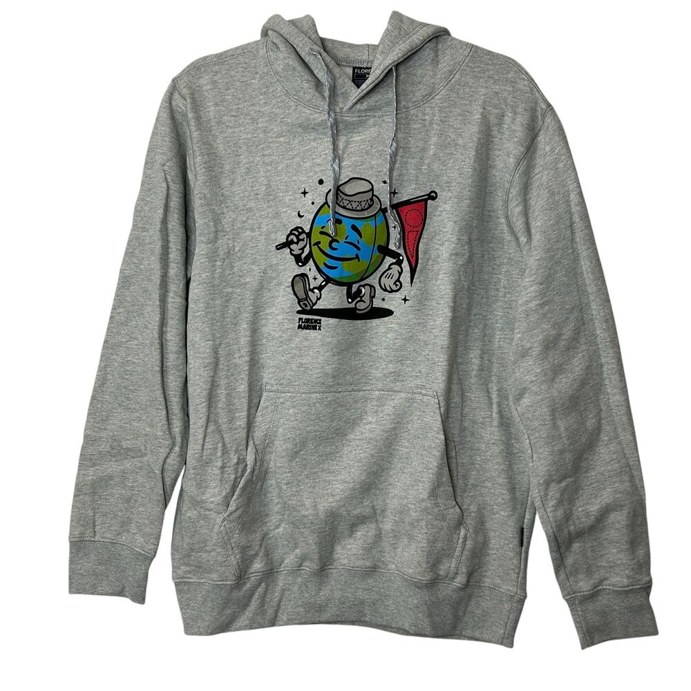 New Florence Marine X Mister Globe Hoodie Sweatshirt Gray Men Medium NWT